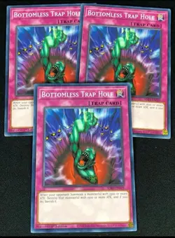 3X YUGIOH BOTTOMLESS TRAP HOLE SDBT-EN029 1ST EDITION PRICE DROPPED! - Image 1