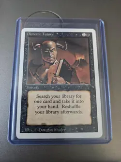 MTG: MAGIC THE GATHERING: REVISED RARE DEMONIC TUTOR UNPLAYED MINT/NM TOPLOADER - Image 1