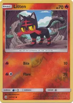 Litten 24/149 Reverse Holo | Sun & Moon | Pokemon Card - Image 1