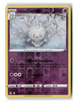 Galarian Cursola 118/264 Rare Fusion Strike Pokemon Reverse Holo Near Mint - Image 1