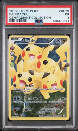 2016 POKEMON XY GENERATIONS RADIANT COLL #RC29 FULL ART/PIKACHU PSA 1 - Image 1