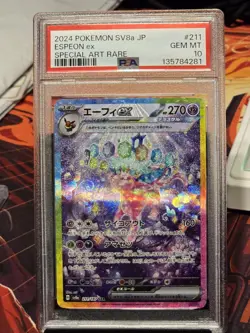 Pokemon Espeon ex 211/187 Sv8a Terastal Fest Special Art Rare Holo PSA 10 JP - Image 1