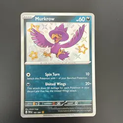 Pokemon TCG Murkrow Scarlet & Violet: Paldean Fates 181/091 Holo Shiny Rare - Image 1