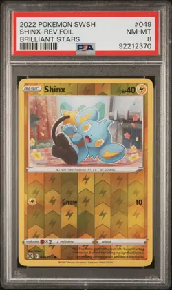 2022 POKEMON SWORD & SHIELD BRILLIANT STARS #049 SHINX-REV.FOIL PSA 8 - Image 1
