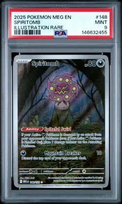 2025 POKEMON MEG EN-MEGA EVOLUTION ILLUSTRATION RARE #148 SPIRITOMB PSA 9 - Image 1