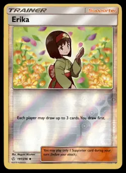 Erika 191/236 Uncommon Cosmic Eclipse Pokemon Reverse Holo Near Mint - Image 1