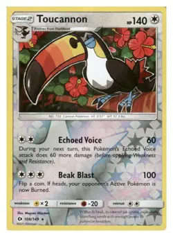 Toucannon 108/149 Rare SM Base Set Pokemon Reverse Holo Lightly Played - Image 1