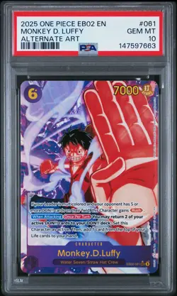 2025 ONE PIECE EB02-EXTRA BOOSTER -ANIME 25TH COLL- #061 MONKEY D. LUFFY PSA 10 - Image 1