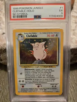 Pokemon TCG Clefable Jungle Holo Rare Card 1/64 No Symbol Error PSA 5 - Image 1