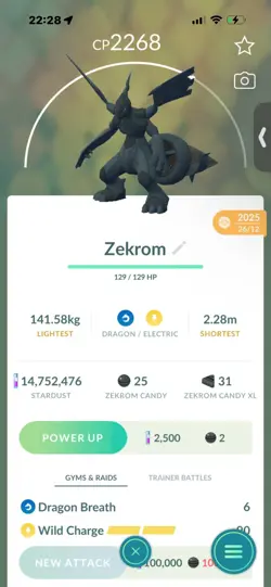 Pokemon Go Legendary Zekrom ( Normal ) (Reduced) - Image 1