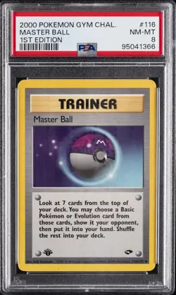 2000 POKEMON GYM CHALLENGE 1ST ED #116 MASTER BALL PSA 8 - Image 1