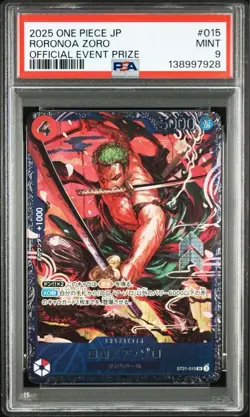 One Piece Zoro ST21-015 SR Parallel Flagship Top8 Prize Promo 2025 Graded Mint 9 - Image 1