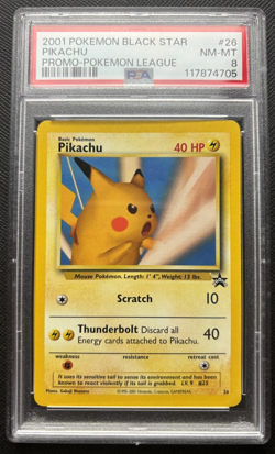 Snap Pikachu Black Star Promo 26 2001 Pokemon League 2001 PSA 8 - Image 1