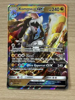 Kommo-o GX Holo Card 100/145 Sm-Guardians Rising Pokemon Trading Card - NM / M - Image 1