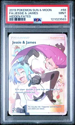 Jessie & James (Full Art) Hidden Fates #68 (2019) Ultra Rare Holo PSA 9 Pokemon - Image 1