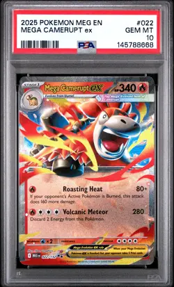 2025 POKEMON MEG EN-MEGA EVOLUTION #022 MEGA CAMERUPT EX PSA 10 - Image 1