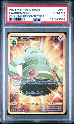 Bronzong (Secret) SWSH06: Chilling Reign #223 (2021) Secret Rare PSA 10 Pokemon - Image 1