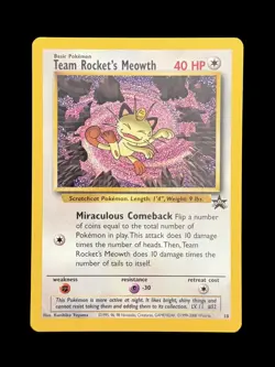 Pokemon TCG Team Rockets Meowth 18 Black Star Promo NM/Mint WOTC Vintage - Image 1
