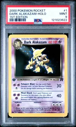 Dark Alakazam (1) Team Rocket 1st Edition #01 (2000) Holo PSA 9 Pokemon - Image 1