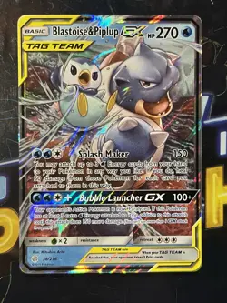 Pokemon Blastoise & Piplup GX 38/236 Sm-Cosmic Eclipse Holo Ultra Rare 270 HP - Image 2
