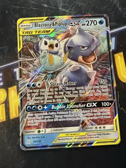 Pokemon Blastoise & Piplup GX 38/236 Sm-Cosmic Eclipse Holo Ultra Rare 270 HP - Image 4