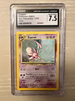 Pokemon TCG Espeon 1/75 Holo Rare Neo Discovery Unlimited CGC 7.5 NM+ - Image 1