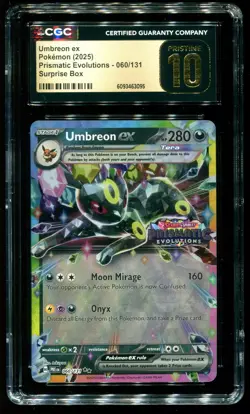 CGC Pristine 10 Umbreon ex Prismatic Evolutions Surprise Box 2025 Pokemon #060 - Image 1