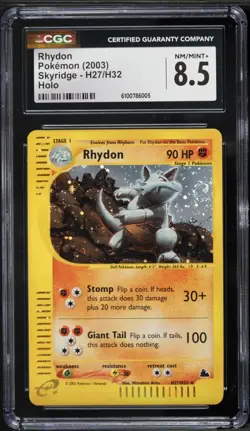 Pokemon Skyridge RHYDON H27 Holo CGC 8.5 MINT WITH SWIRL - Image 1