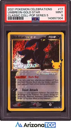 Pokemon 2021 Umbreon Gold Star 17/17 Classic Collection Celebrations PSA 9 - Image 1