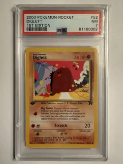 2000 Pokemon Team Rocket 1st Edition Diglett 52/82 PSA 7 Mint - Image 1