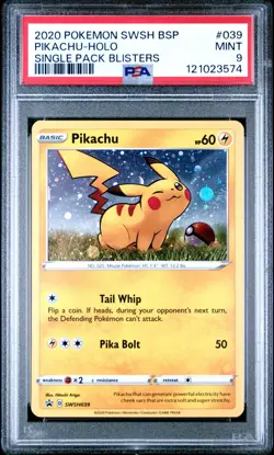 Pikachu - SWSH039 SWSH: Sword & S #SWSH39 (2020) Promo Holo PSA 9 Pokemon - Image 1