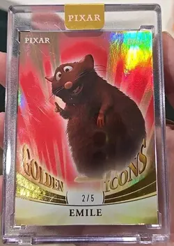 2025 Topps Chrome Pixar Gold Emile Encased /5 Golden Icons Ratatouille #GI-43 - Image 1
