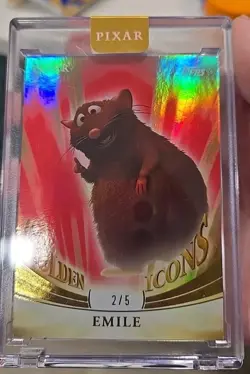 2025 Topps Chrome Pixar Gold Emile Encased /5 Golden Icons Ratatouille #GI-43 - Image 3