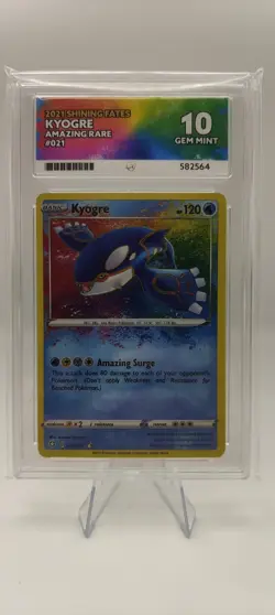 Pokemon TCG Shining Fates Kyogre Amazing Secret Rare Card 021/072 ACE 10 - Image 1