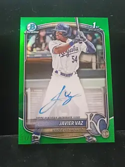 2025 Bowman Chrome Javier Vaz Auto Green Lava 11/99KC Royals 1ST Bowman On Card - Image 1