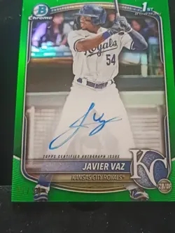 2025 Bowman Chrome Javier Vaz Auto Green Lava 11/99KC Royals 1ST Bowman On Card - Image 4