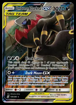 Pokemon Card - Umbreon & Darkrai GX Unified Minds 125/236 Holo Rare GX 2019 - Image 1