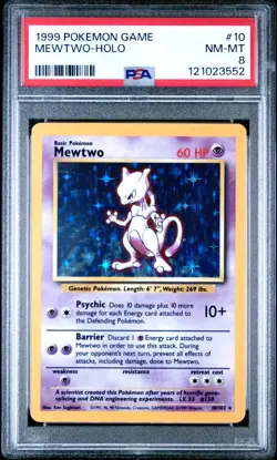 Mewtwo Base Set #010 (1998) Holo PSA 8 Pokemon - Image 1
