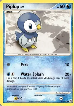 Piplup 93/130 Diamond and Pearl Pokemon Card TCG - Image 1