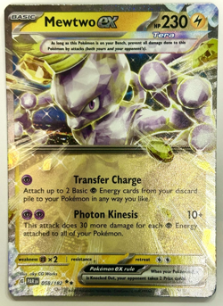 Pokemon TCG Mewtwo EX 058/182 Sv04: Paradox Rift Holo Card Near Mint Condition - Image 1