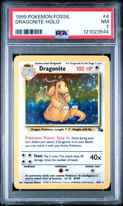 Dragonite (4) Fossil #04 (1999) Holo PSA 7 Pokemon - Image 1