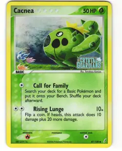Cacnea Stamped Reverse Holo Pokemon TCG Crystal Guardians 47/100 LP - Image 1