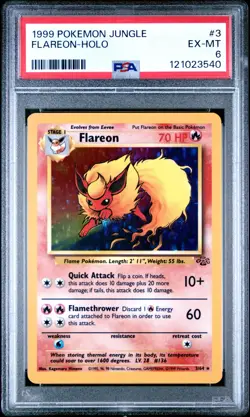 Flareon (3) Jungle #03 (1999) Holo PSA 6 Pokemon - Image 1
