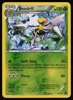 Reverse Holo Beedrill 3/116 Plasma Freeze kawayoo Art Pokemon TCG Card - Image 1