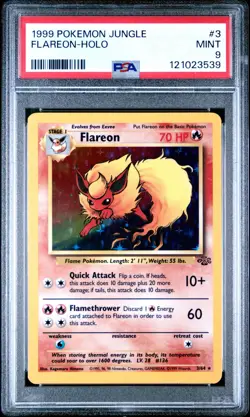 Flareon (3) Jungle #03 (1999) Holo PSA 9 Pokemon - Image 1
