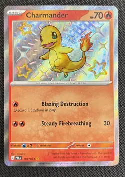 Pokemon Charmander SV: Paldean Fates Shiny Rare Holo Card 109/091 English - Image 1