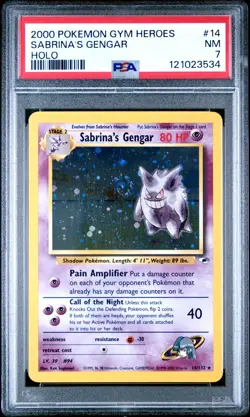 Sabrina's Gengar Gym Heroes #014 (2000) Holo PSA 7 CENTER SWIRL Pokemon - Image 1