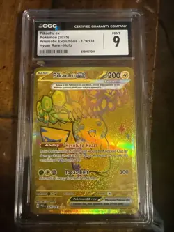 Pokemon Pikachu EX 179/131 Prismatic Evolutions Gold Hyper Rare - Cgc 9 - Image 1