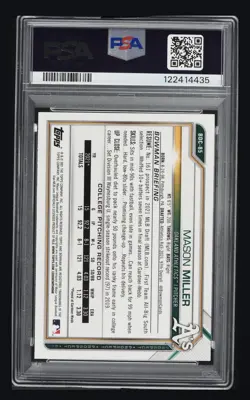 PSA 10 MASON MILLER 1st 2021 Bowman Chrome Draft A's Rookie Card RC GEM MINT - Image 2