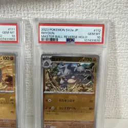 PSA 10 Rhyhorn Rhydon Master Ball Reverse Holo SEQ set Pokemon Card 151 SV2a - Image 4